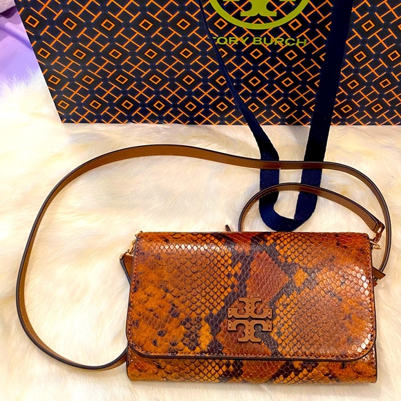 Tory Burch Handbags - Tory Burch Thea embossed exotic flat wallet crossbody